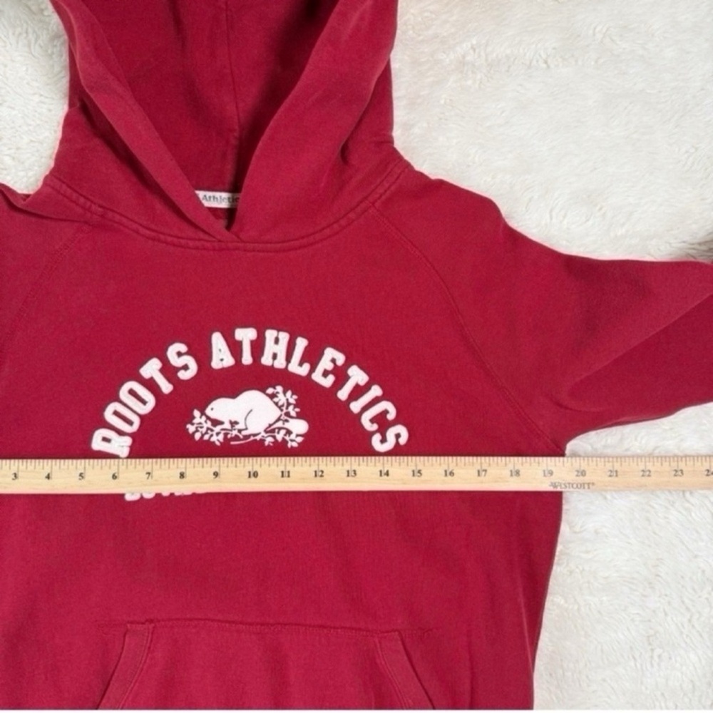 ROOTS Athletics Women Red Cotton Hoodie Sweater MEDIUM Casual Cabin Classic - Picture 4 of 6
